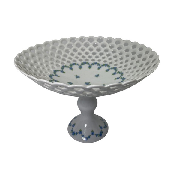 Wallendorf Vintage Porcelain Reticulated Pedestal Dish Compote - Picture 1 of 12